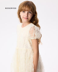 RESERVED IVORY TEXTURED MESH PARTY DRESS
