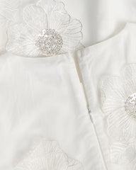 RESERVED IVORY WHITE FLORAL APPLIQUE PARTY DRESS