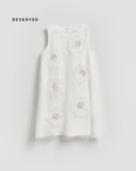 RESERVED IVORY WHITE FLORAL APPLIQUE PARTY DRESS