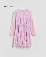 RESERVED ORCHID ELEGANT MESH RUFFLE PARTY DRESS