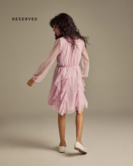 RESERVED ORCHID ELEGANT MESH RUFFLE PARTY DRESS