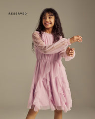 RESERVED ORCHID ELEGANT MESH RUFFLE PARTY DRESS