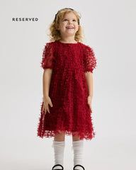 RESERVED RED TEXTURED BOWS DRESS