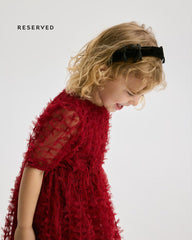 RESERVED RED TEXTURED BOWS DRESS