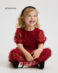 RESERVED RED TEXTURED BOWS DRESS