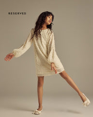 RESERVED YELLOW SEQUIN TEXTURED PARTY DRESS