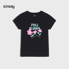 SINSAY BLACK BLOOM PRINTED T-SHIRT