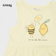 SINSAY LIME YELLOW PRINTED DRESS