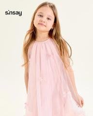 SINSAY PINK TULLE DRESS WITH BOWS