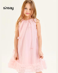 SINSAY PINK TULLE DRESS WITH BOWS