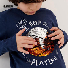 SINSAY REVERSABLE SEQUINED PRINTED T-SHIRT
