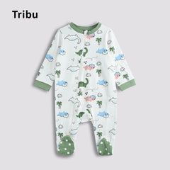 TRIBU OFF WHITE DINO PRINT ZIPPED OVERALL ROMPER