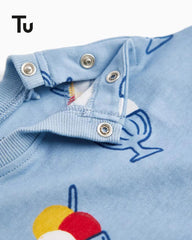 TU BABY BLUE GELATO PRINT ROMPER