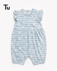 TU BABY BLUE OCEAN FISH ROMPER