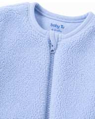 TU BABY BLUE TEDDY FLEECE ZIP ROMPER