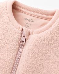TU BABY BLUSH PINK TEDDY FLEECE ZIP ROMPER