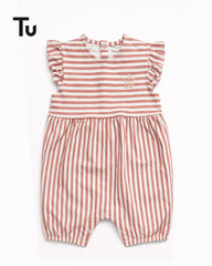 TU BABY BLUSH STRIPE FLOER ROMPER