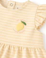 TU BABY YELLOW STRIPE ZESTY LEMON ROMPER