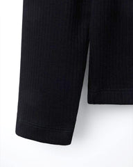 ZARA BLACK RIBBED LONG SLEEVE T-SHIRT