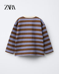 ZARA BROWN STRIPE HEAVYWEIGHT T-SHIRT