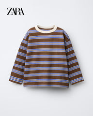 ZARA BROWN STRIPE HEAVYWEIGHT T-SHIRT