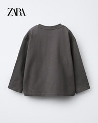 ZARA CHARCOAL PIXEL VEHICLE PRINT T-SHIRT