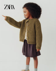 ZARA DARK OLIVER THICK KNIT CARDIGAN