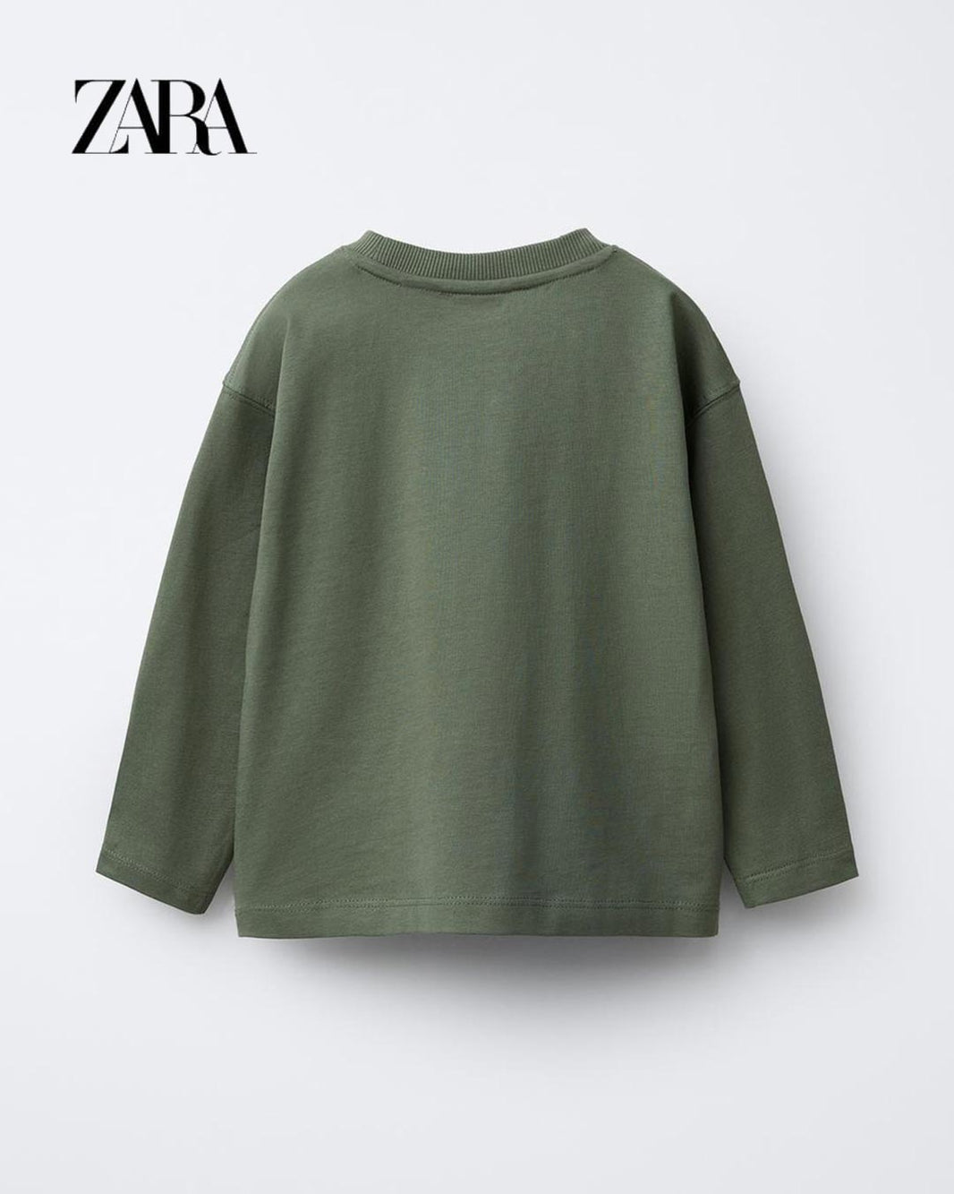 ZARA GREEN SPORTS CREW LONG SLEEVE T-SHIRT