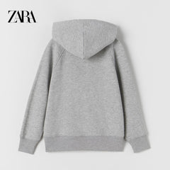 ZARA LIGHT GREY HOODED SWEATSHIRT WITH ZIP