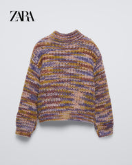 ZARA MULTICOLOR BLENDED WOOL YARN SWEATER