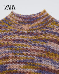 ZARA MULTICOLOR BLENDED WOOL YARN SWEATER