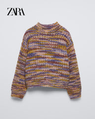 ZARA MULTICOLOR BLENDED WOOL YARN SWEATER
