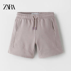 ZARA PURPLE GARMENT DYED PLUSH BERMUDA SHORTS