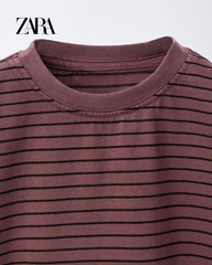 ZARA PURPLE STRIPED LONG SLEEVE T-SHIRT