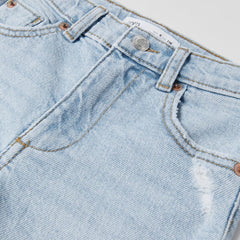ZARA MID BLUE RIPPED FLARED JEANS