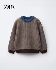 ZARA TAUPE CHUNKY KNIT CREW NECK SWEATER