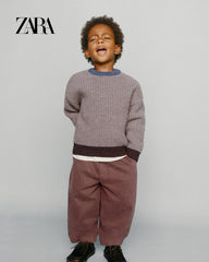 ZARA TAUPE CHUNKY KNIT CREW NECK SWEATER