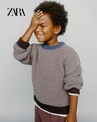 ZARA TAUPE CHUNKY KNIT CREW NECK SWEATER
