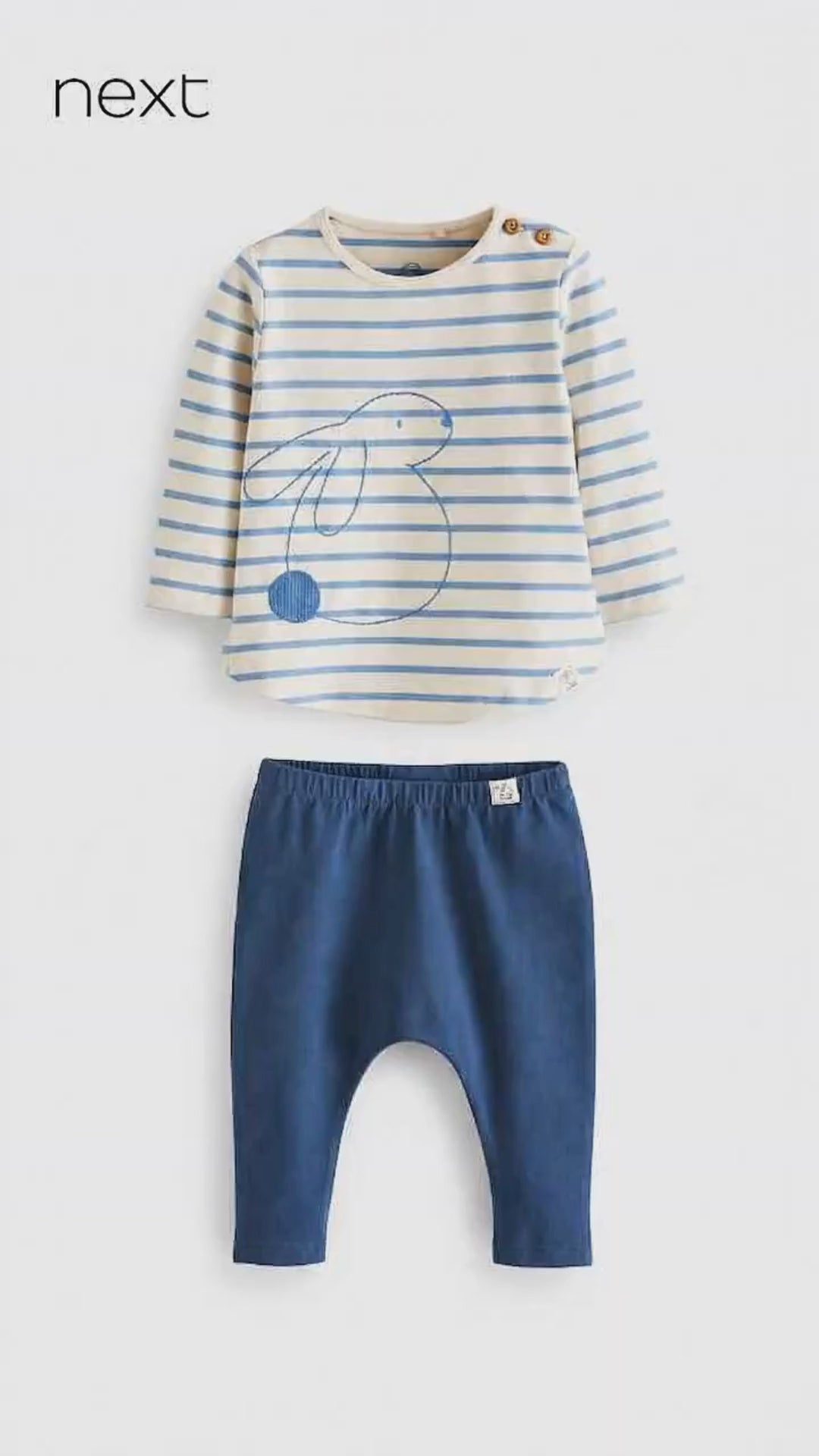 NEXT BLUE WHITE BUNNY TOP WITH LEGGINGS 2 PCS SET