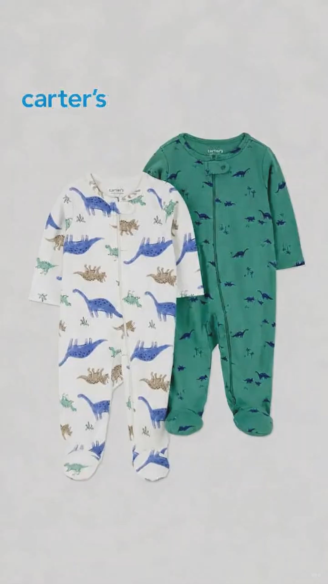 CARTERS 2 PACK DINO THEMED SLEEP & PLAY ROMPER SET