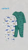 CARTERS 2 PACK DINO THEMED SLEEP & PLAY ROMPER SET