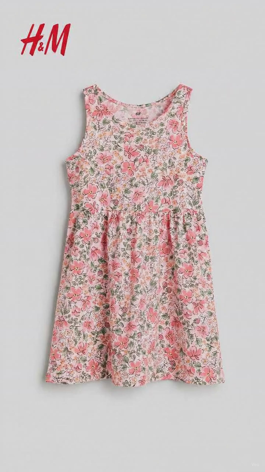 H&M PINK FLORAL PRINTED COTTON DRESS