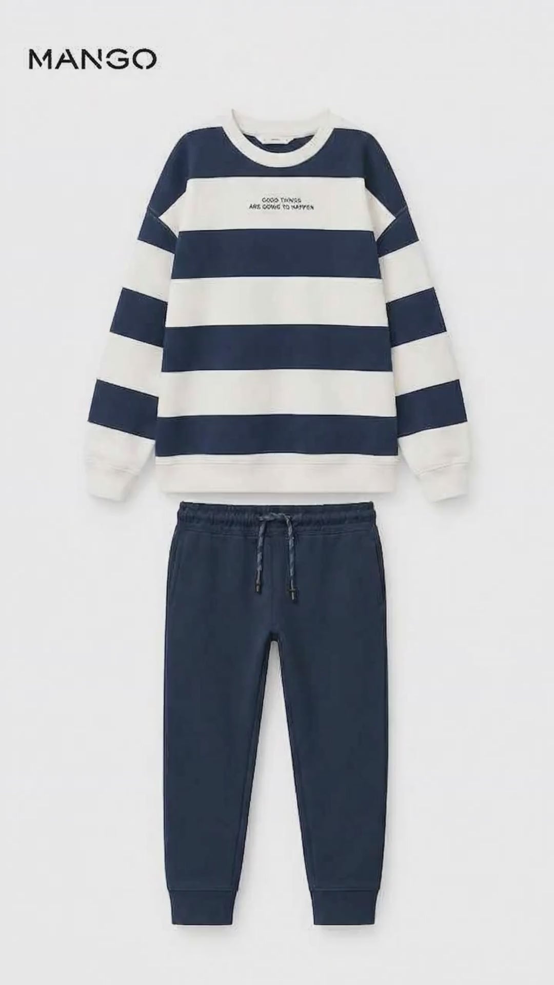 MANGO BLUE STRIPED KODAK SWEATSHIRT 2 PCS SET
