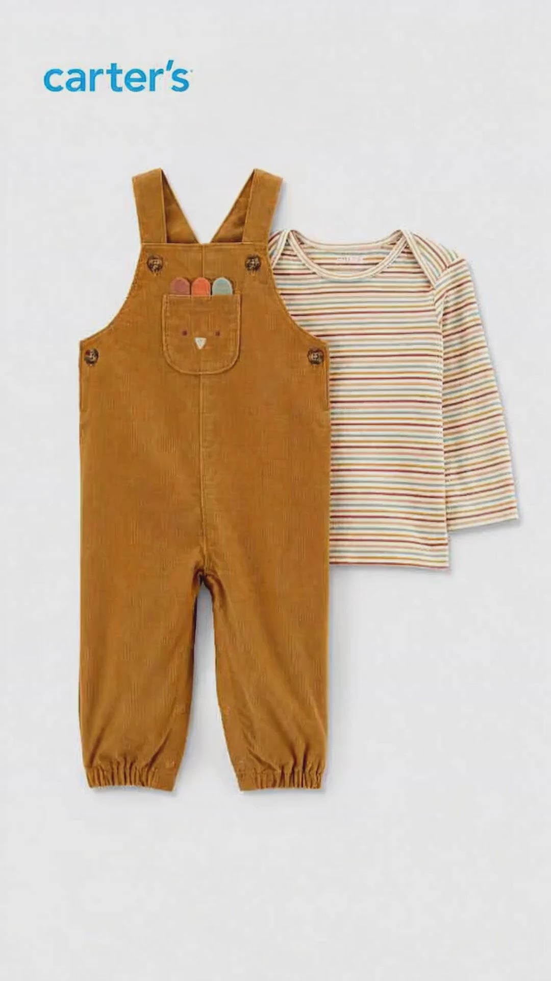 CARTERS BOYS 2 PCS OVERALLS & STRIPED BODYSUIT SET