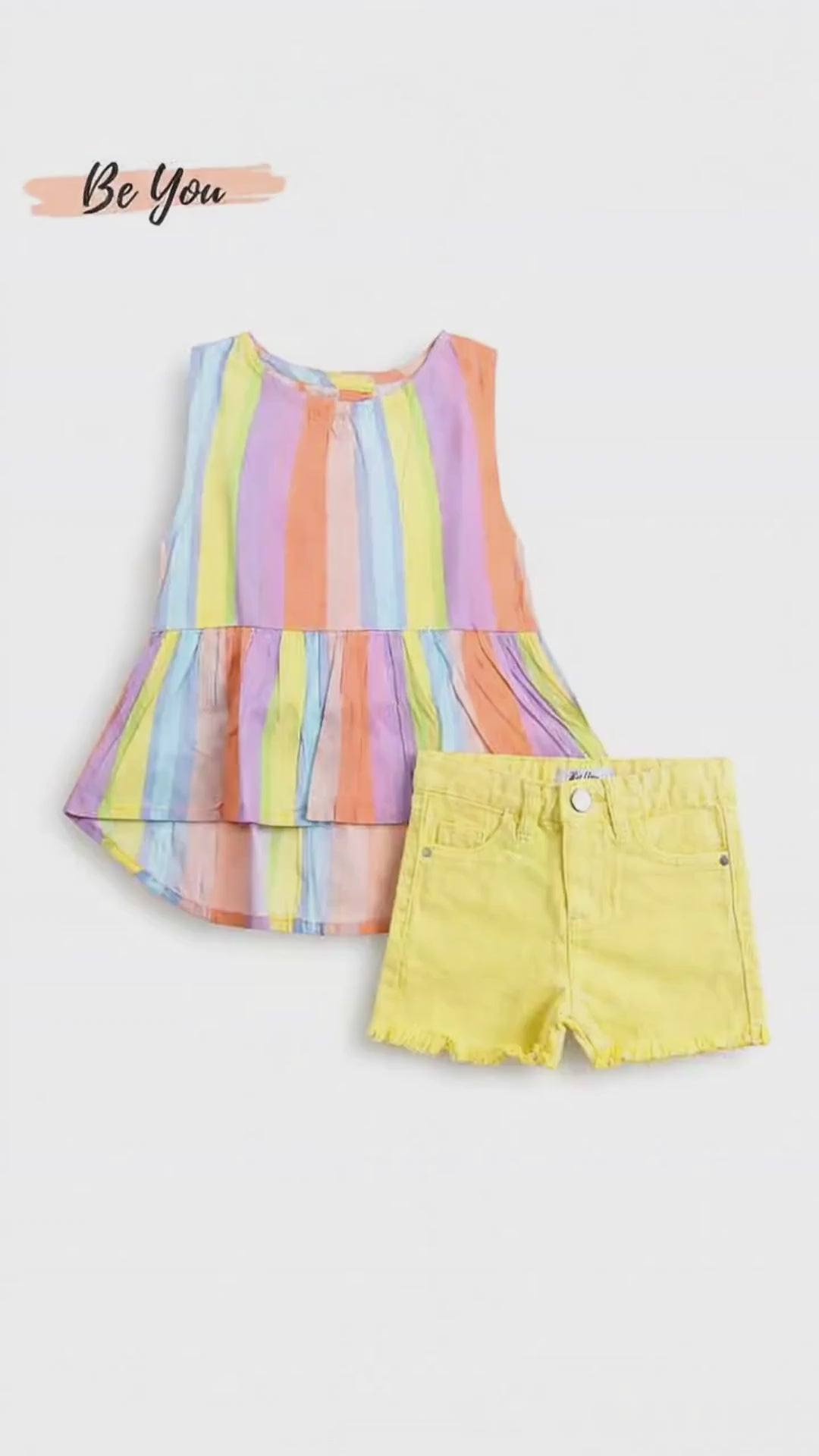 BE YOU MULTICOLOR STRIPED TOP WITH SHORT SET