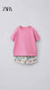 ZARA PINK CHERRY T-SHIRT WITH SHORTS 2 PCS SET