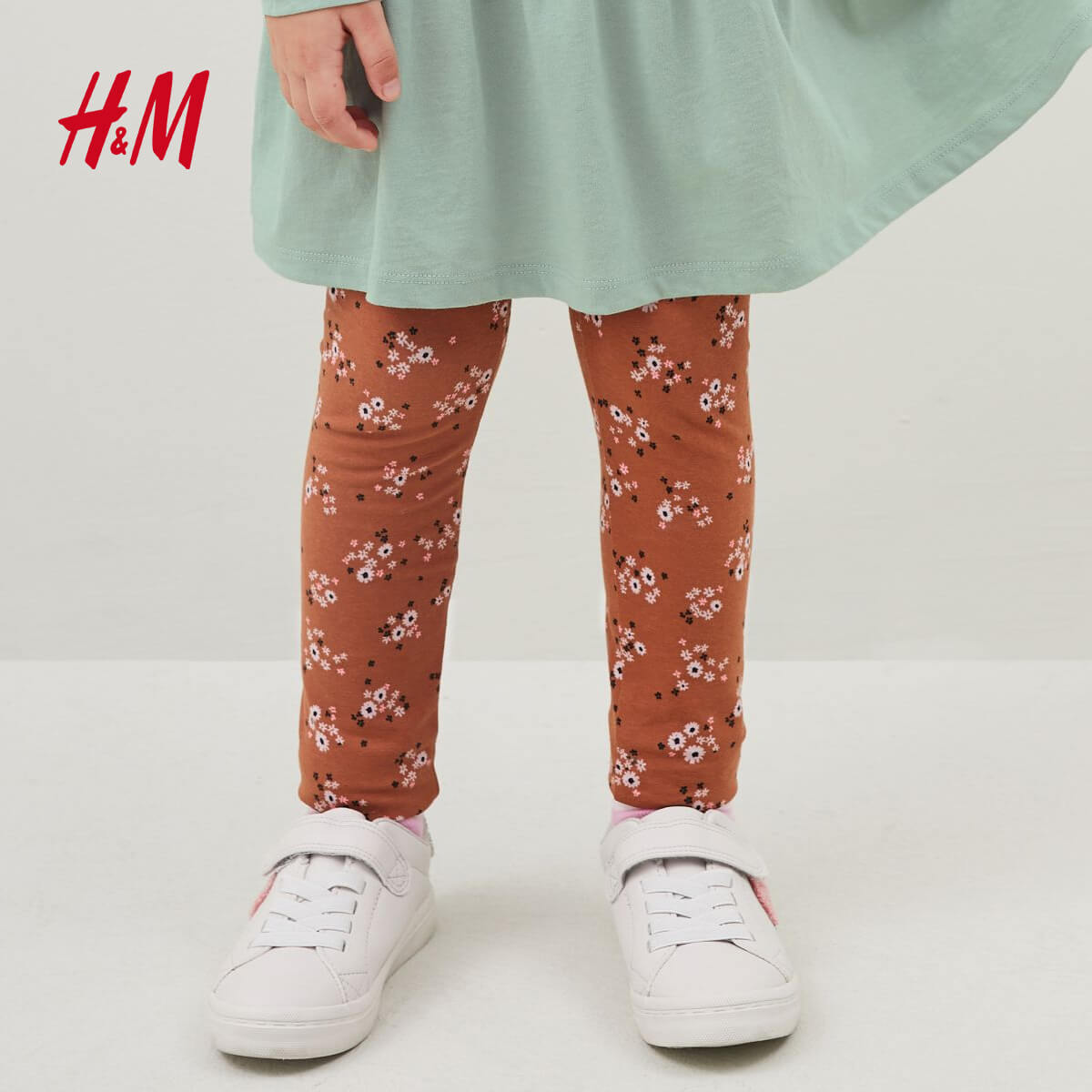 H&M BROWN FLORAL PRINTED LEGGINGS - Peekaboo