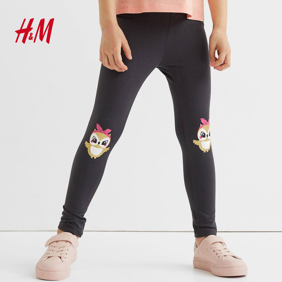 H&M DARK GREY CUTE OWLS PRINTED LEGGING - Peekaboo