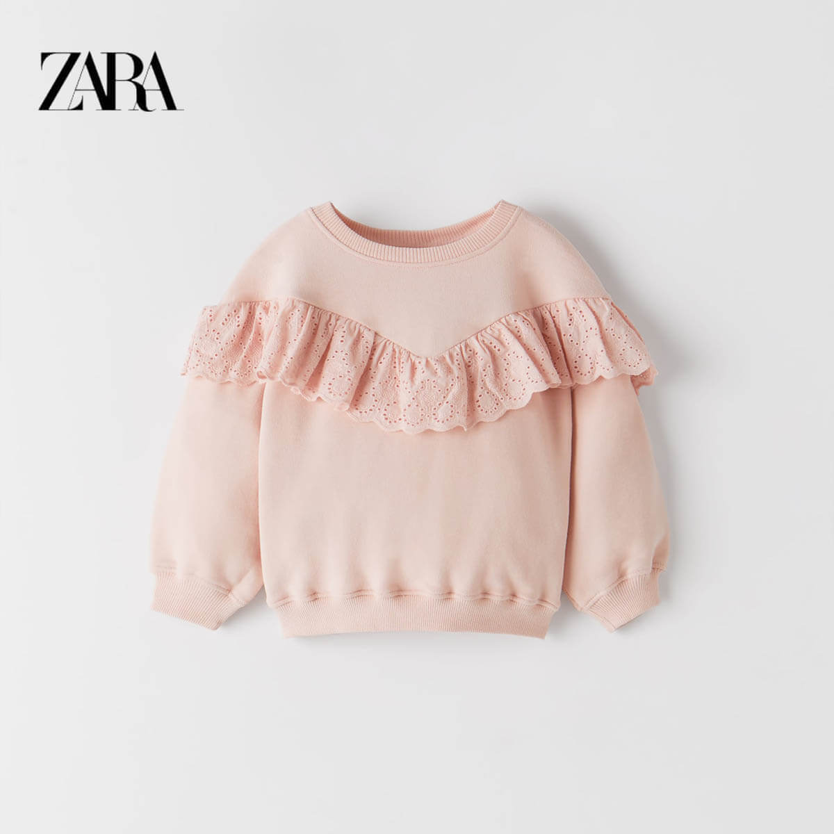 Pink ruffle sweatshirt on sale