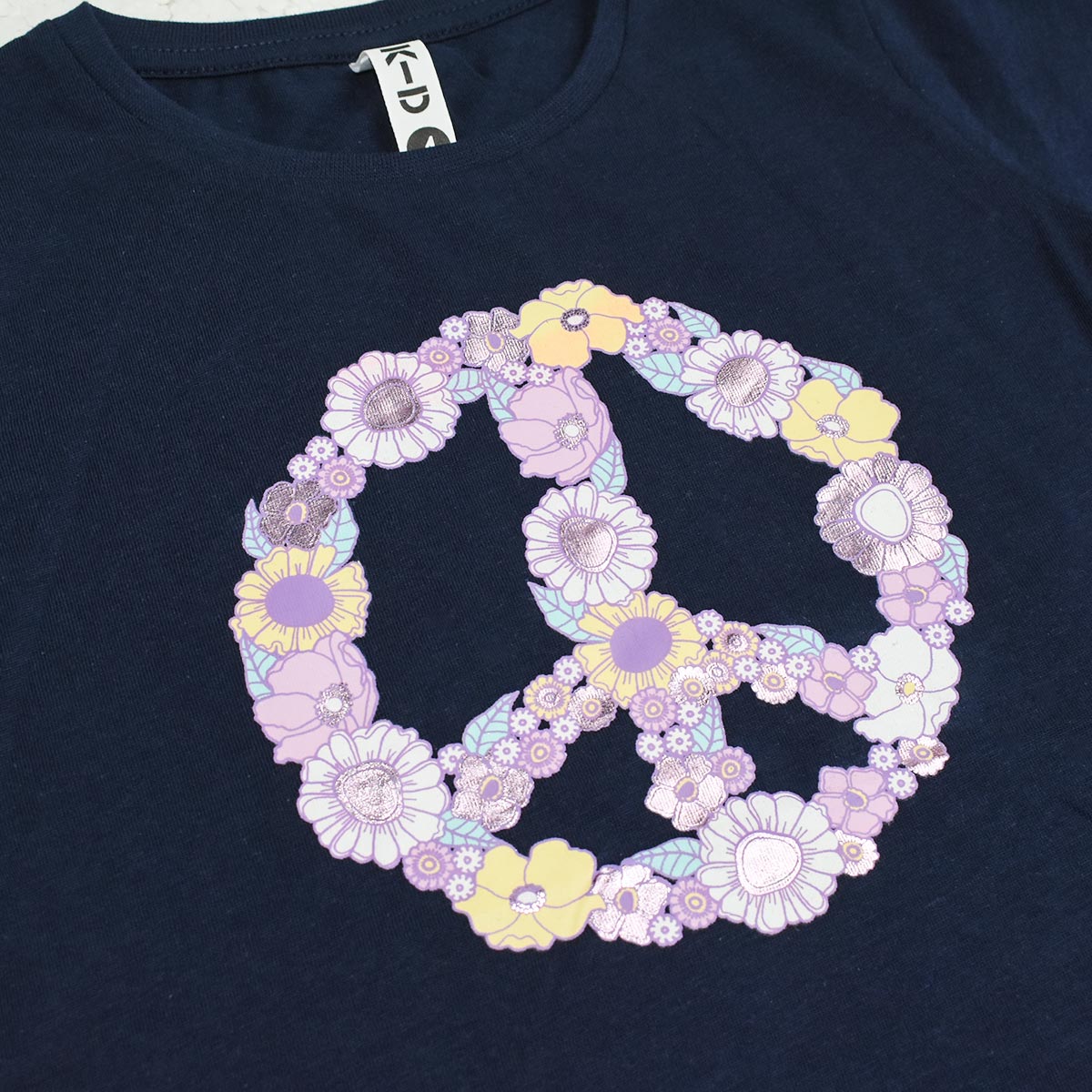 K D NAVY BLUE GIRLS PEACE T SHIRT Peekaboo